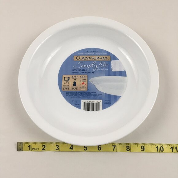 CorningWare Simply Lite White Glass Pie Plate Baking Dish - Picture 5 of 6